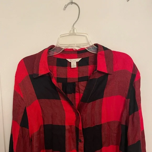 Cato Red and Black Buffalo Plaid  Long Sleeve Button Down Shirt - Picture 3 of 7